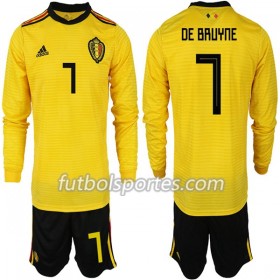 Camisetas Bélgica DE BRUYNE 7 Niño Segunda Equipacion Mundial 2018 Manga Larga